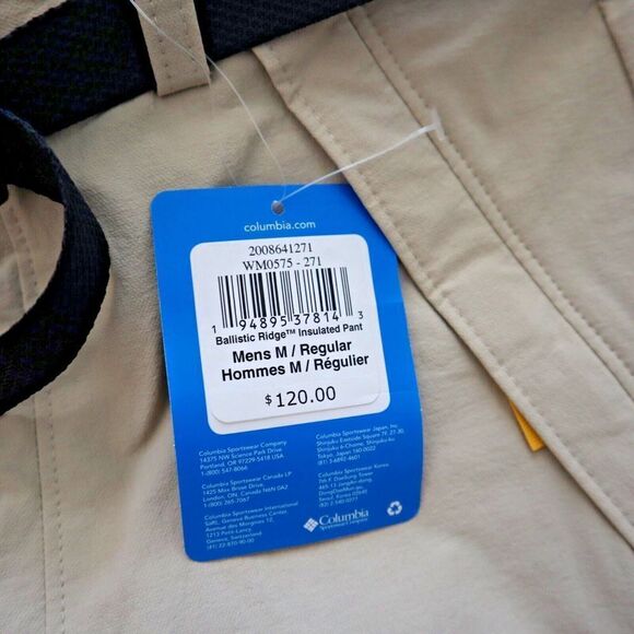 Columbia WM0575 271 Men's Sz Medium Khaki Ballistic Ridge Insulated Pants $120 - Picture 4 of 13